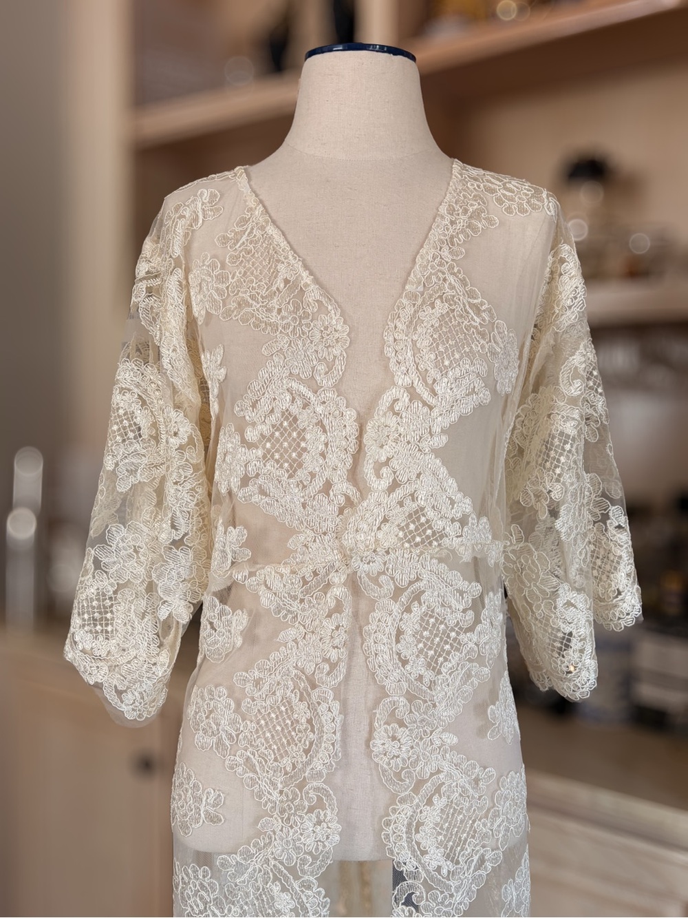 Vintage Cream Lace Duster Jacket